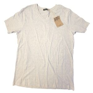 MAYDEN K. Men's V-Neck Short Sleeve Heather Gray T-Shirt Casual Top